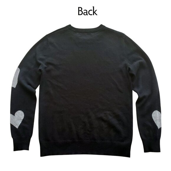 Chelsea & Theodore 100% Cashmere Heart Sweater Black and Gray Crew neck M - Picture 4 of 12